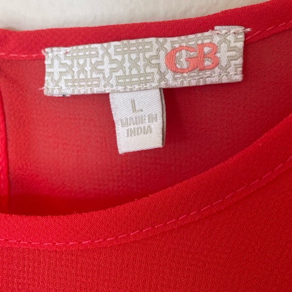 GB Embroidered Red Colorful Cropped Sleeveless Blouse Size Large - Picture 5 of 9